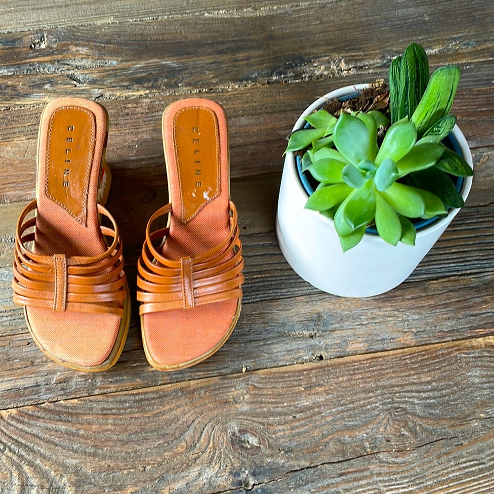 Vintage‎ CELINE soft soled strap wedge sandals